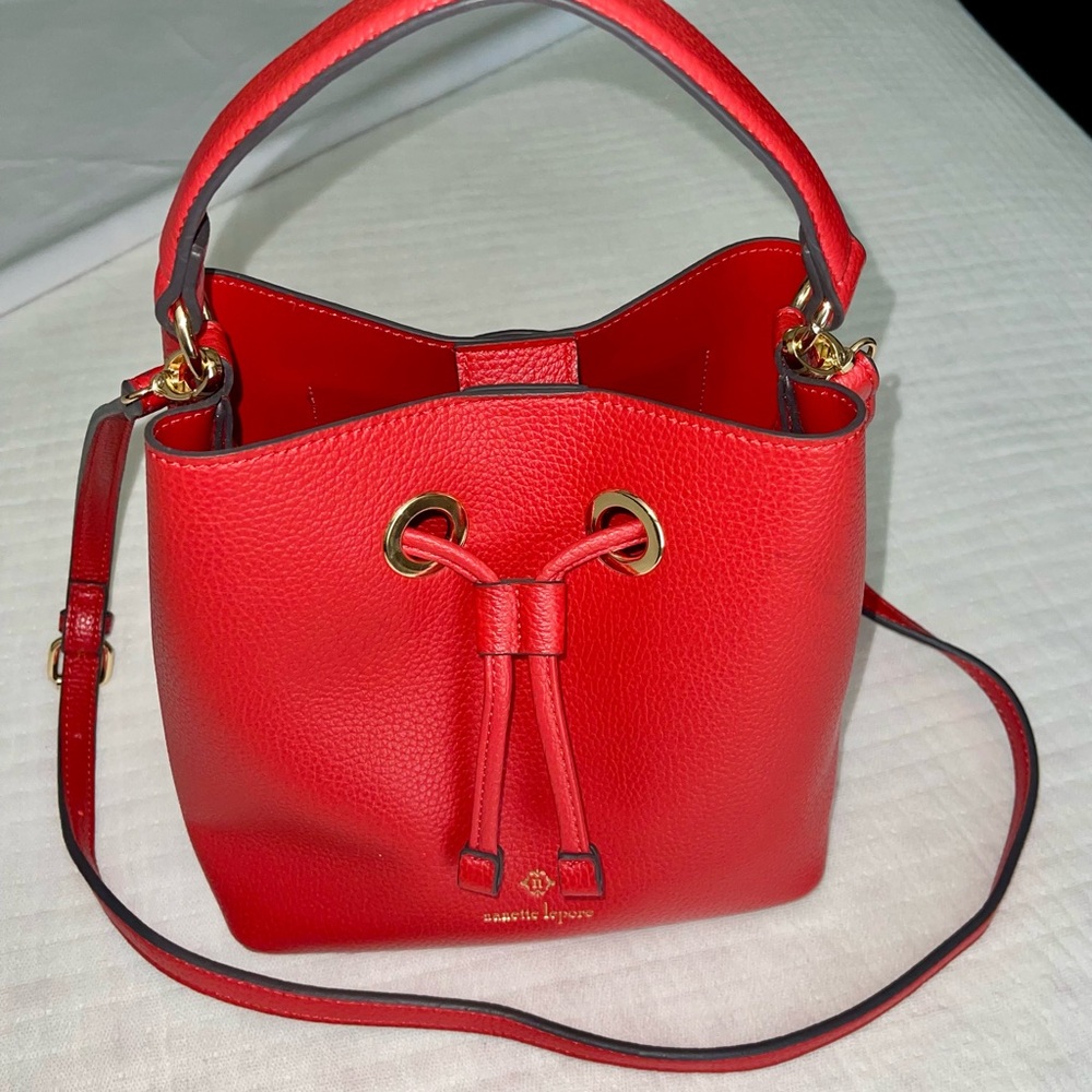 Nanette Lepore Red Shoulder Bag with Gold Accents